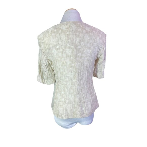 Modyva Fits Small Short Sleeve Cream Jacket Textured *Flaw - Picture 10 of 11